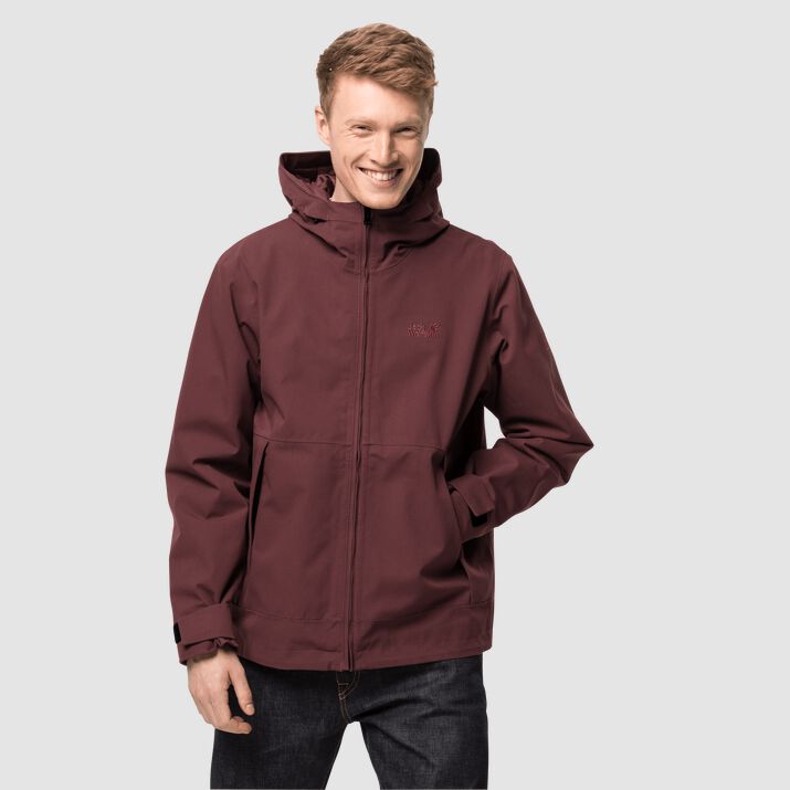 Jack Wolfskin Mens Cold Canyon Hardshell Jacket Dark Brown Red 023894VZW